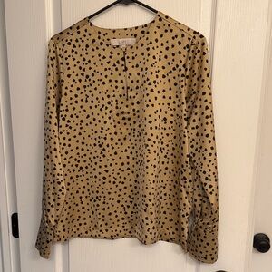 LOFT Beige and Black Spotted Blouse